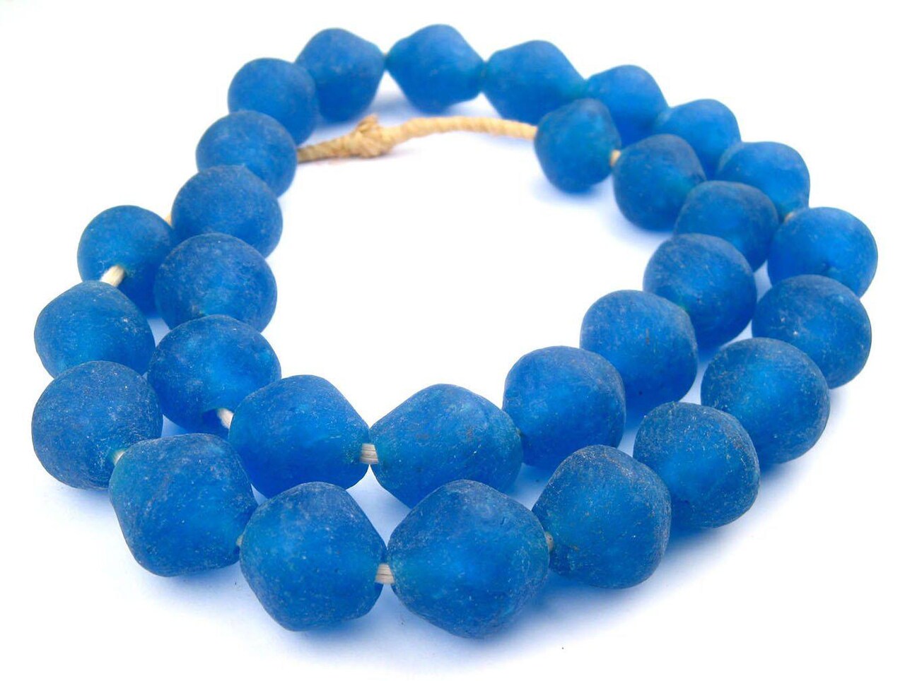 Jumbo Bicone Recycled Glass Beads - Beaded Wall Hangings - Extra Large African Sea Glass Beads 25mm - The Bead Chest (Azul)